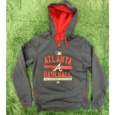 Atlanta Braves Blue & Red Pullover Sweatshirt Hoodie Sz Small Unisex - Image 1 of 4
