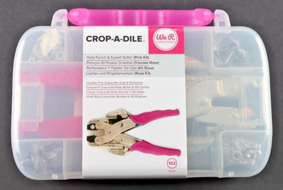 We R Memory Keepers Pink CROP-A-DILE Hole Punch & Eyelet Setter Kit - Lot 4637 - Image 1 of 3