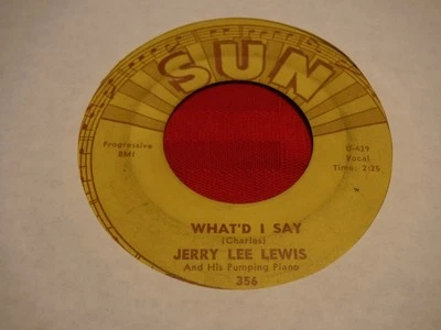 Jerry Lee Lewis 7" 45 RPM SUN 356 What'd I Day Livin' Lovin' Wreck R&B RockNRoll Foto 1 de 4