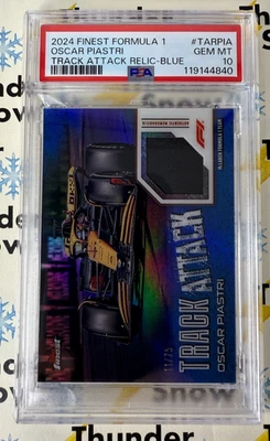 🏁 2024 Topps Finest F1 Oscar Piastri Track Attack Blue Relic PSA 10 LOW POP 1 - Image 1 of 2