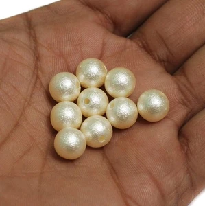 Cuentas de acrílico recubiertas de perlas blancas abiertas de 10 mm - Imagen 1 de 9