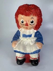 Vintage 1972 RAGGEDY ANN Plastic Piggy Bank BOBBS MERRILL MY TOY CO. Large 10.5" - Picture 1 of 5