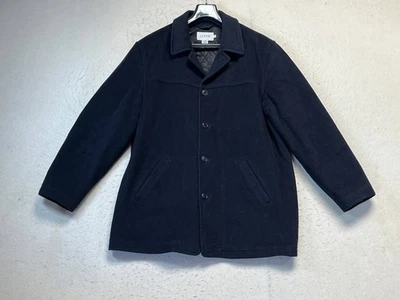 Vintage J Crew Men's Wool Blend Black Peacoat Size Large Single Breasted - Image 1 of 4
