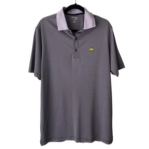 Masters Tech Golf Polo Men Size M Purple Stripes Performance Athleisure Top - Picture 1 of 5