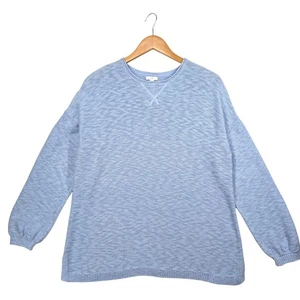 J. Jill Sweater Sweatshirt Slub Knit SMALL 100% Cotton Light Blue Periwinkle - Picture 1 of 7
