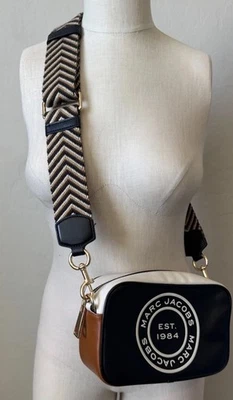 Bolso Bandolera Marc Jacobs Sello Flash Cámara Bolso Tostado Negro Marfil Cuero Regalo Foto 1 de 4