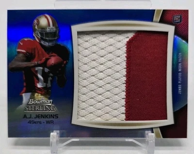 2012 Bowman Sterling AJ JENKINS Jumbo Rookie Patch RC Blue Refractor /60 49ers - Image 1 of 4