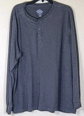 St John's Bay Mens Long Sleeve 1/4 Button Gray Size 2XL Cotton Henley  - Image 1 of 4