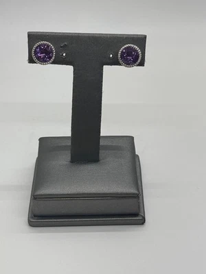 Judith Ripka Faceted Amethyst stud earrings - Image 1 of 4