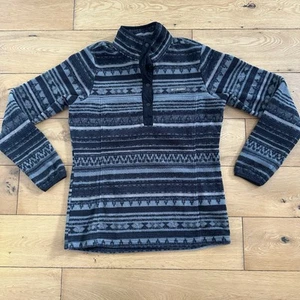 Columbia Helvetia Fleece Women's Small Grey Aztec 1/4 Popper Pullover Jumper - Picture 1 of 11