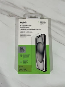 Belkin ScreenForce UltraGlass 2Treated Screen Protector iPhone 16+/15+/14Pro Max - Picture 1 of 8
