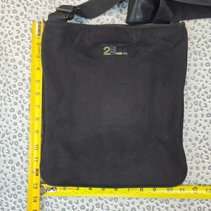 Y2K "Fossil 2000” Black Canvas Messenger Bag 13"x14" Adjustable Crossbody - Picture 1 of 8