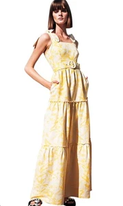 Rebecca Vallance Rousseau Dress Yellow And White Australian Designer Size 14 - Picture 1 of 12