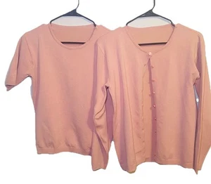 Blush Pink 2-Piece Sweater Twinset Top & Cardigan Women’s Size M Unbranded - Picture 1 of 6