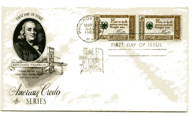 1140 Ben Franklin, Credo, Artcraft, pair,  (MC),  FDC - Image 1 of 1