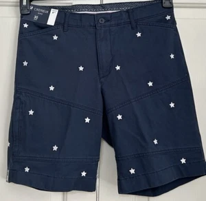 NWT Cremieux size 30 navy blue white embroidered stars chino shorts mens $79.50 - Picture 1 of 5
