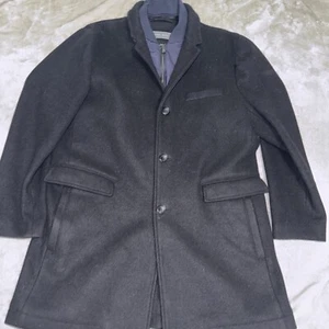 MICHAEL KORS Black Wool Blend Pea Coat Field Jacket Men's Sz. L - Picture 1 of 3