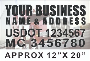 Custom Business Name Address and USDOT US DOT MC Numbers Vinyl Decal Stickers  - Picture 1 of 1