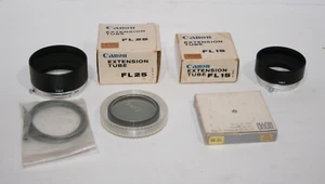 Vintage Lot of Canon Accessories Lense hood Extension tube Filter Release Cable - Picture 1 of 5