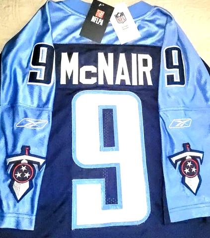 NEW REEBOK, MENS SIZE 56, STEVE McNAIR#9🏈TENNESSEE TITANS JERSEY, MSRP $275.00! Cover