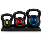 Best Choice Products 3-Piece Kettlebell Set with Storage Rack 5lb, 10lb, 15lb