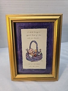 Vintage Flavia Druck Goldrahmen Kinder Liebe Spielzeug im Korb 8,25" x 6,25" - Bild 1 von 5