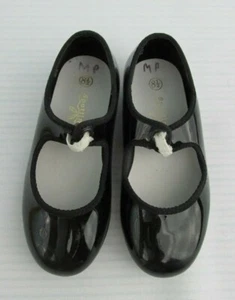 Girls Spotlights Size 8 1/2 Black Shiny Dance Tap Shoes - Picture 1 of 8