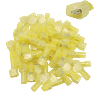 100PCS Fully-insulated Nylon Wire Connectors Male Spade Crimp Terminals AWG12-10 - Image 1 of 3