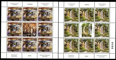 1278 SERBIA 2018 - European Nature Protection - Waterfalls -Cave -MNH Mini Sheet Foto 1 de 2