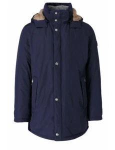 BUGATTI giaccone giubbino uomo invernale lungo blu cappuccio staccabile - Imagen 1 de 2