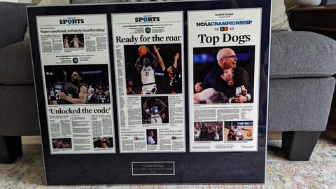 BRAND NEW 2023 UConn Huskies NCAA Champions Triple Plaque Cover