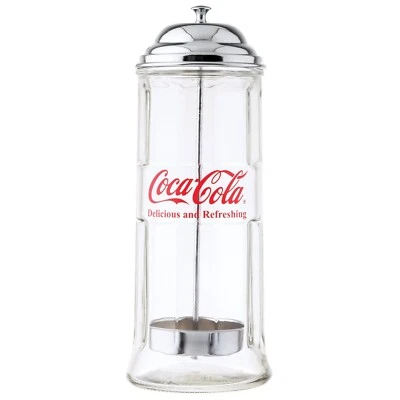TableCraft Coca-Cola / Coke Old Fashioned Glass Soda Straw Dispenser / Jar - Image 1 of 3