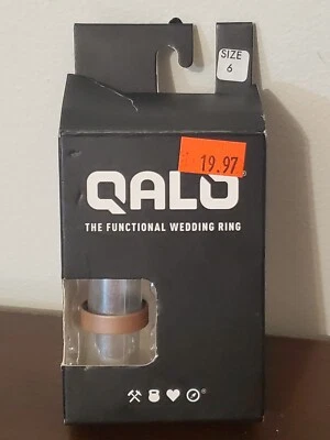 Anel de casamento funcional Qalo - Ouro rosa/preto - Tamanho 6 - Imagem 1 de 2