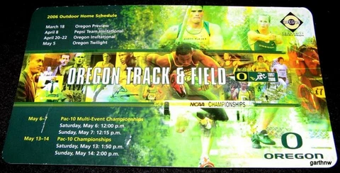 OREGON DUCKS TRACK & FIELD 2006 MAGNET SCHEDULE PREFONTAINE BOWERMAN GALEN RUPP Cover