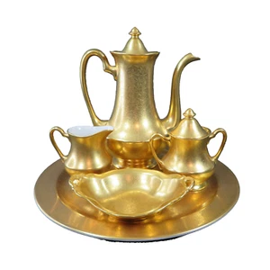 PICKARD ROSE & DAISY 24K Gold Encrusted Coffee Service * Bon Bon * Chop Plate - Picture 1 of 20