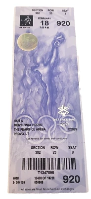 MEN'S HOCKEY FINAL ROUND~2002 Salt Lake City WINTER OLYMPICS Full Unused Ticket - Image 1 of 4