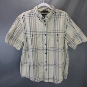 Carhartt Loose Fit Striped Shirt Men's Size L Farm Large 100% Cotton Flap Pocket - Picture 1 of 10
