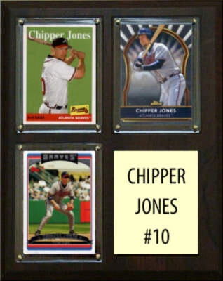 Chipper Jones #10 3 Card Plaque Topps Bowman 2023 2024 Atlanta Braves - Image 1 of 3