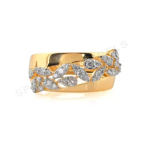 Round Pave Lab Grown CVD Diamond Ring 18k Yellow Gold Anniversary Gift 0.57 Ct. - Picture 1 of 8