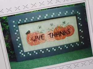 Patrón de punto de cruz Poppy Kreations Give Thanks otoño Acción de Gracias  - Imagen 1 de 3