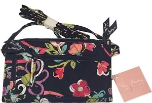 NEW Vera Bradley Crossbody Strap Wallet Ribbons Floral Quilted Blue - Picture 1 of 8
