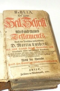 Old Martin Luther Bible Biblia 1760 Book Prayer Book Book Hildebrand Magazine - Imagen 1 de 12