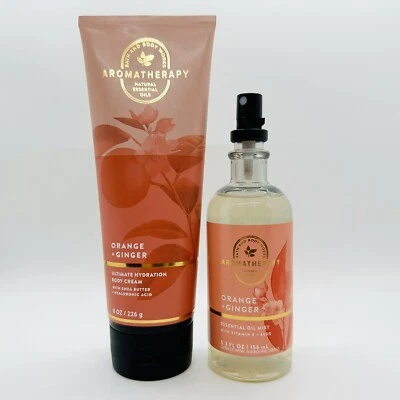 2/PCS BATH & BODY WORKS ORANGE + GINGER ULTIMATE HYDRATION BODY CREAM & OIL MIST - Image 1 of 3