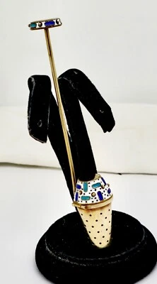 COLADOR INFUSOR DE TÉ PLATA ESTERLINA 916 DORADO ESMALTADO RUSIA SOVIÉTICA DE COLECCIÓN, Foto 1 de 4