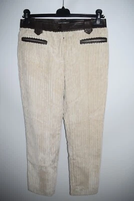 Dolce & Gabbana D&G Vintage Beige Crema Terciopelo Pana Cuero Pantalones Talla 40 Foto 1 de 4