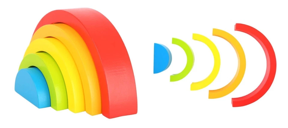 Puzzle in legno "Arcobaleno", cm 16x9x3 rosso arancione giallo verde azzurro - Immagine 1 di 1