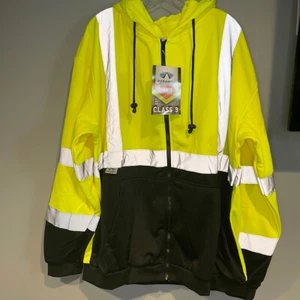 Pyramex HIGH VISIBILITY CLASS 3 REFLECTIVE HOODED ZIP UP SAFETY SWEATSHIRT Sz 3X - Picture 1 of 6