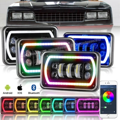 Faros LED RGB Hi/Lo DRL para Chevrolet Monte Carlo 80-88 Camaro 4 piezas 4x6 Foto 1 de 4