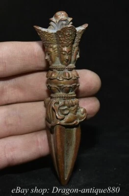 Colgante con soporte de daga Phurba de bronce púrpura dinastía budista china antigua de 3,6" Foto 1 de 4