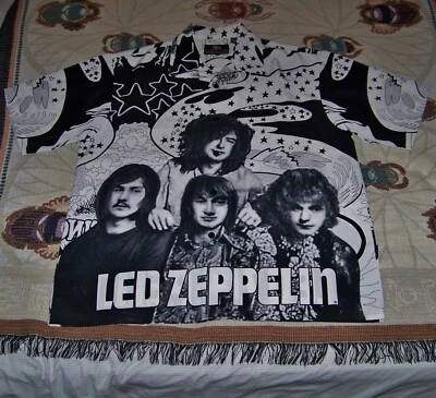 Vintage LED ZEPPELIN Dragonfly Button Dress Shirt Sz 2XL JIMMY PAGE ROBERT PLANT - Image 1 of 4